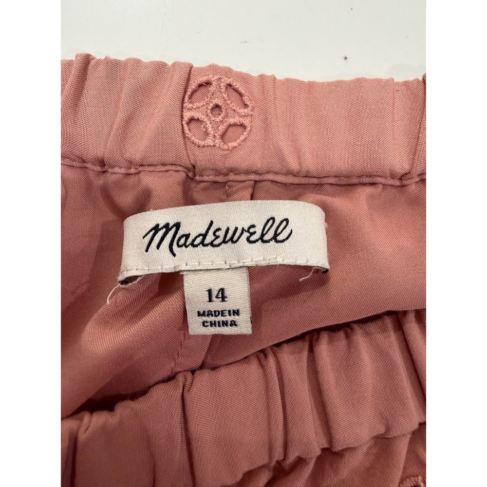 Madewell Pink Eyelet Off-The-Shoulder Scalloped Shift Dress G3057 Womens 14 - Picture 6 of 8